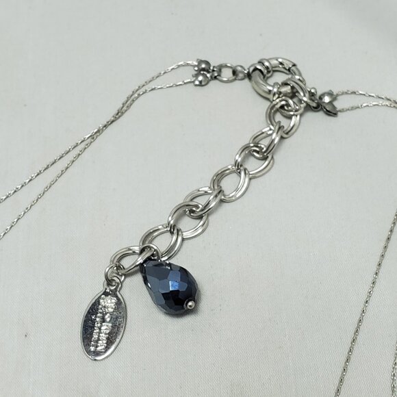 Ali Khan 2 row illusion rope necklace with faceted black glass beads and crystal - Picture 4 of 8